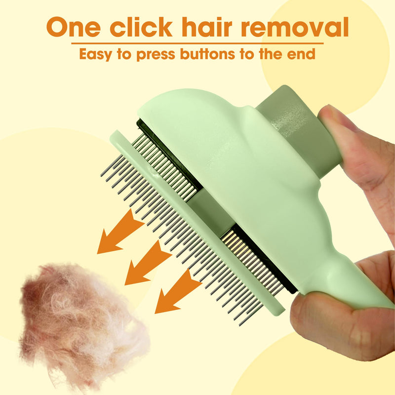 Cat Hair Brush & Dog Brush, Deshedding Brush for Long or Short Haired Pets, Removes Loose Fur, Durable Stainless Steel & ABS Design (green) green - PawsPlanet Australia