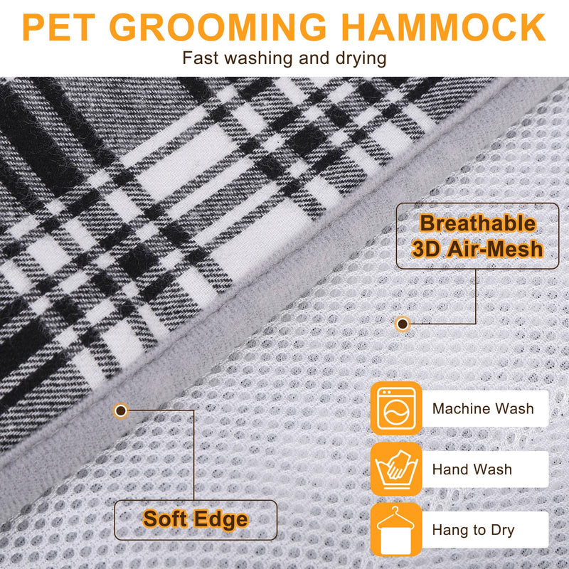 BEAUTYZOO Dog Grooming Hammock, Medium Dog Sling for Nail Trimming, Dog Hanging Harness for Claw Care with Thick Fabric Neck Support Wide Strap Restraint Cat Grooming Hammock, Black L L (Leg Spacing: 10.6-15" / Max W: 60lbs) Black & White - PawsPlanet Australia