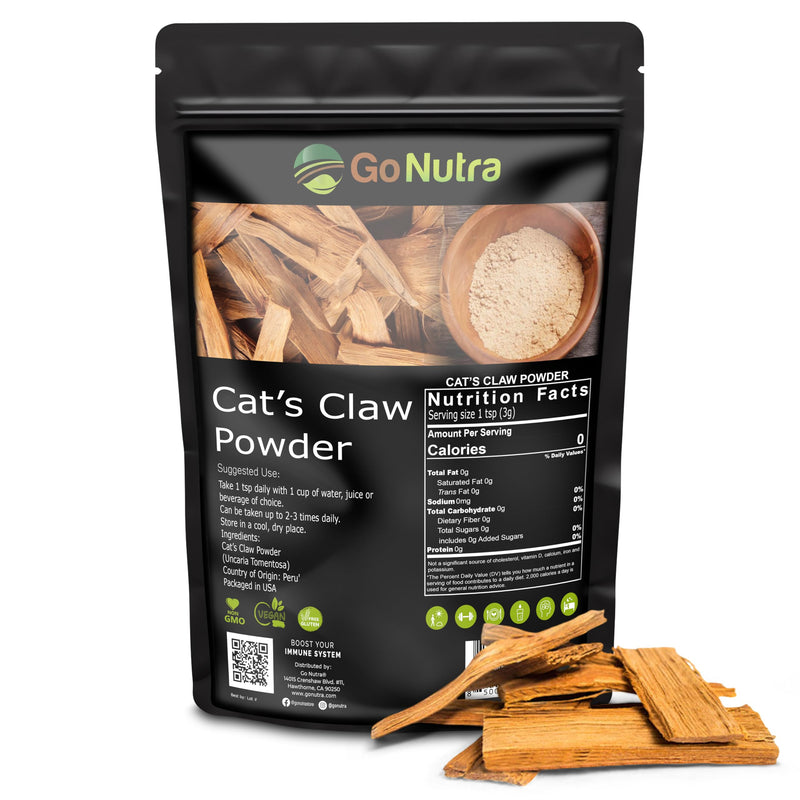 Go Nutra - Cat’s Claw Powder, Pure Cats Claw Herbal Supplement Wildly Harvested from Peru, All Natural UNA de Gato for Water, Tea, Juice, and More, Non-GMO, Gluten-Free, Vegan, 1lb - PawsPlanet Australia