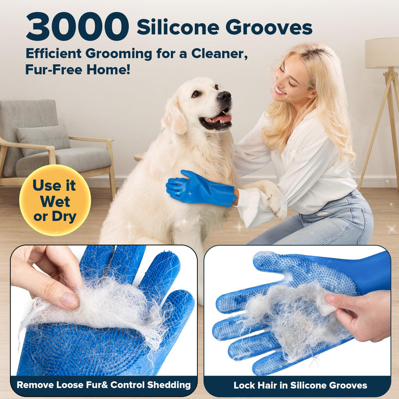 6PCS Pet Grooming Kit for Dogs,Cats and Horses | Dog Washing Gloves | Dog Bath Brush | Dog Bath Gloves | Dog Shampoo Brush | Pet Grooming Gloves | Dog Bath Supplies (Navy Blue) A-Navy Blue - PawsPlanet Australia