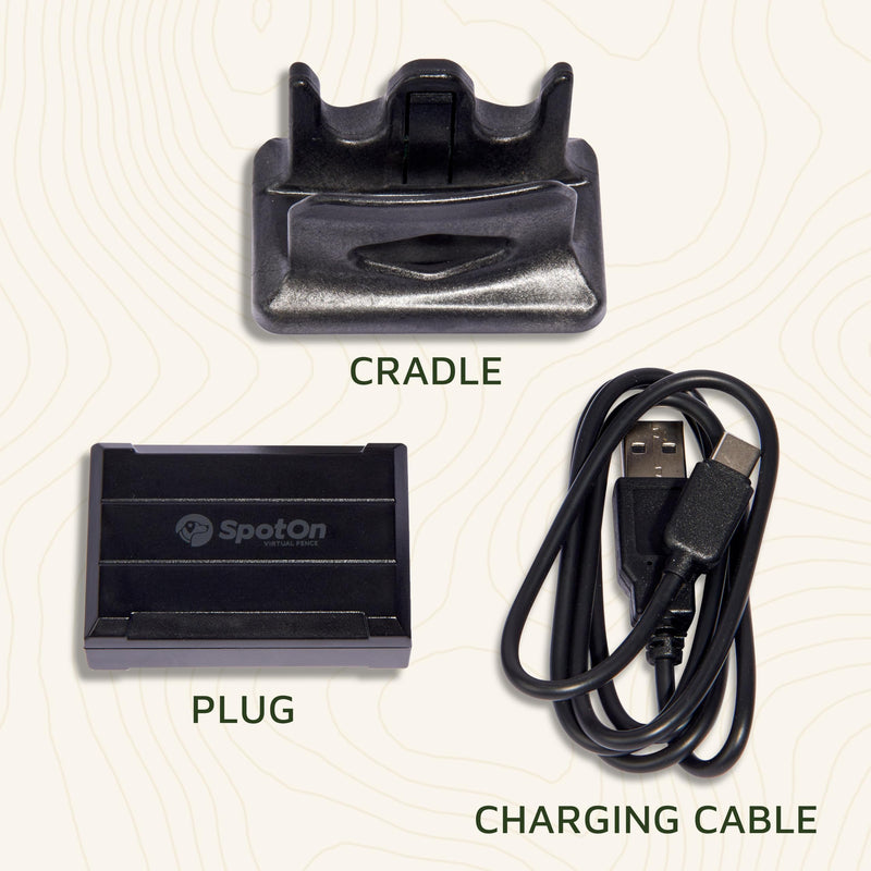 SpotOn GPS Dog Fence Charging Kit Omni Edition, Portable Charger for Wireless Dog Fence & GPS Tracker, Extended Battery Life Mode, Includes Collar Cradle, Plug & Cable, Collar Sold Separately