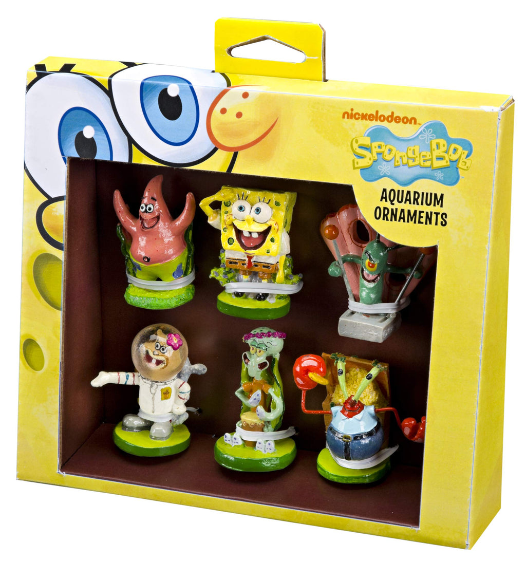 Penn-Plax Officially Licensed Spongebob 6 Piece Mini Aquarium Ornament Set – Great for Saltwater and Freshwater Tanks