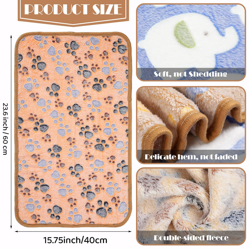 Tatuo 12 Pieces 16 x 24 Inch Dog Blanket Super Soft Warm Cat Sleep Mat Pet Kitten Doggy Fluffy Fleece Blankets with Cute Dog Paw Bone Star Elephant Patterns Printed Fluffy Blanket for Small Cat Puppy - PawsPlanet Australia