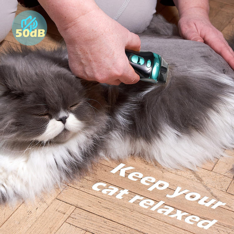 Cat Clippers for Grooming with 5-in-1 Blade, Cat Grooming Kit Cordless Rechargeable Hair Trimmer Detachable Stainless Steel Blade Pet Shaver for Small Kitty Paw Face Head Body - PawsPlanet Australia