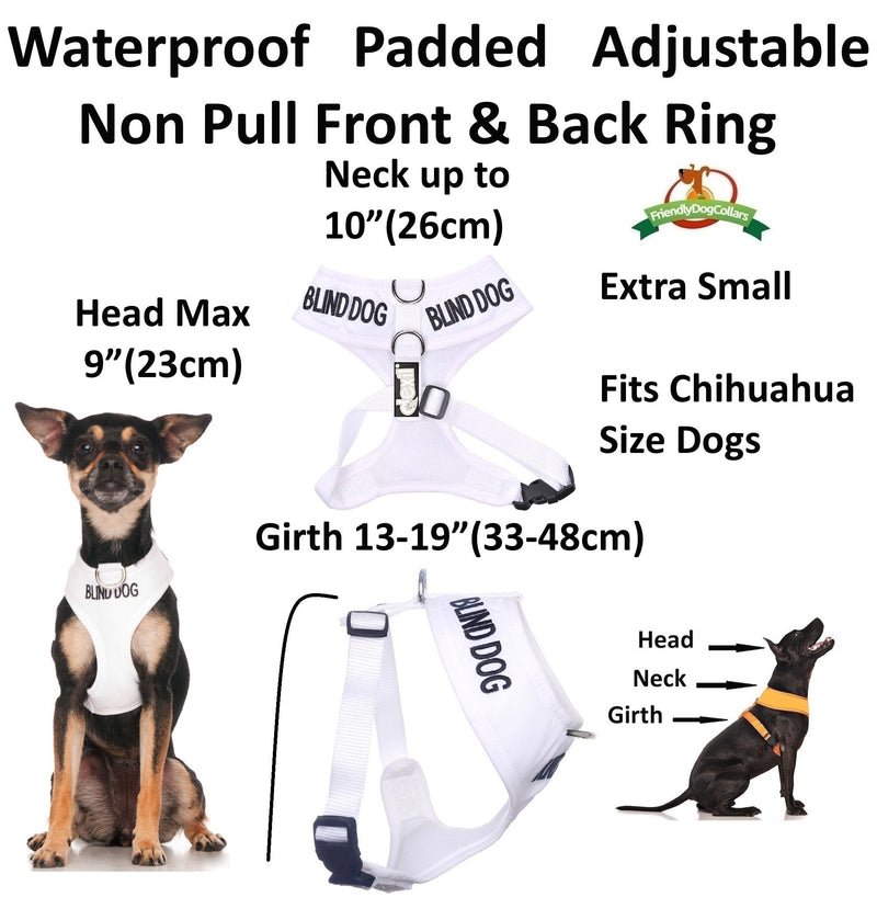 Dexil Blind Dog XS White Color Coded Non-Pull Front and Back D Ring Padded and Waterproof Vest Dog Harness - PawsPlanet Australia