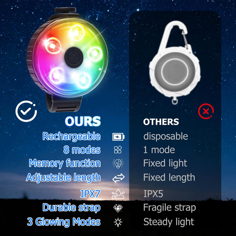 2-Pack Dog Collar Light, 8 Modes Rechargeable Dog Light with Durable Silicone Band, IPX7 Waterproof LED Pet Safety Lights for Nightwalking, Hiking, Running 2 - PawsPlanet Australia