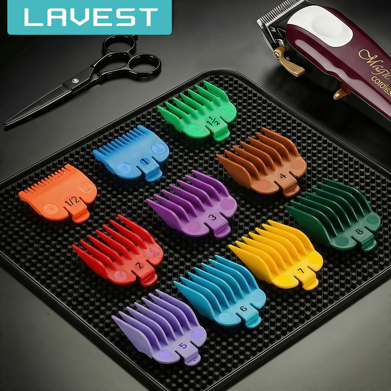 Clipper Guards Set Compatible with Most Wahl Clippers, Color Coded Clipper Guides Replacement - 1/16" to 1", 10 Piece Set