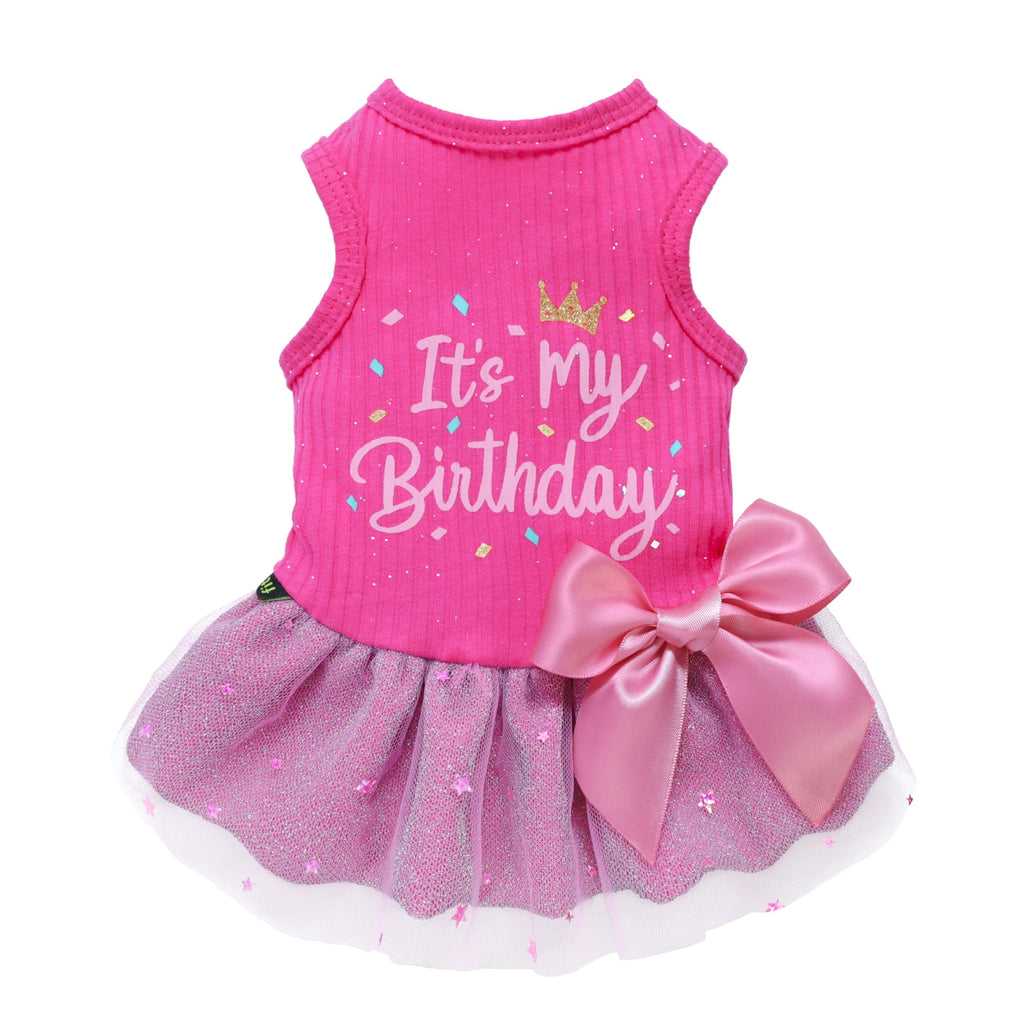 It's My Birthday Dog Dress, Dog Birthday Dress with Bowknot, Dog Clothes for Small Dog Girl, Funny Dog Clothes, Pet Cat Outfit, Pink, Medium It's My Birthday - PawsPlanet Australia