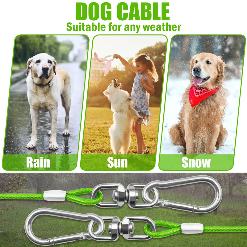 Dog Tie Out Cable - Heavy Duty Dog Chain for Yard, Blue/Purple/Green/Pink Outdoor Tether & Leash, 10/15/20/30Ft,Lead for Dogs Outside 30FT Green - PawsPlanet Australia