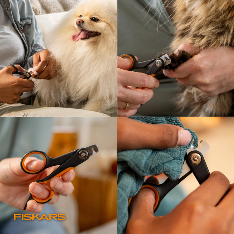 Fiskars Pet Small Pet Nail Clippers, Cat and Dog Nail Trimmers for Grooming, Pet Supplies with Precision Stainless Steel Blades & SoftGrip Handle, 4.25”, Orange/Black S - PawsPlanet Australia