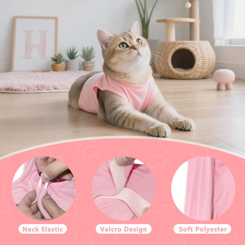 Cat Recovery Suit Anti Licking, Cat Surgery Recovery Suit Female Cats Kitten Onesie After Spay, Cone of Shame Alternative, Post- Surgery Kitten Surgical Clothes for Abdominal Wounds(Pink,M) Medium Pink