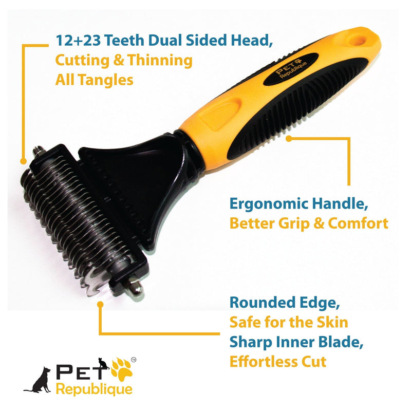Pet Republique Matt Splitters Tool – Effective Mat Remover and De-matting Comb for Long-Haired Dogs, Cats, Rabbits – Regular 12+23 Teeth Design - PawsPlanet Australia