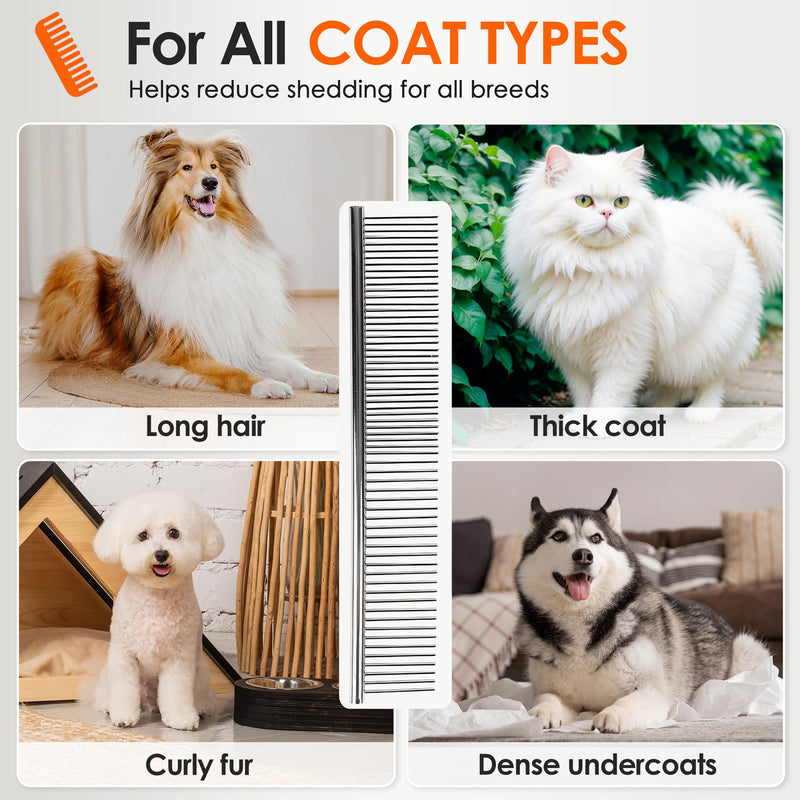 Dog Comb to Remove Tangles and Knots, Cat Comb with Stainless Steel Teeth and Non-Slip Handle, Dog combs for grooming matting for Long Haired Pets (Large) Large - PawsPlanet Australia