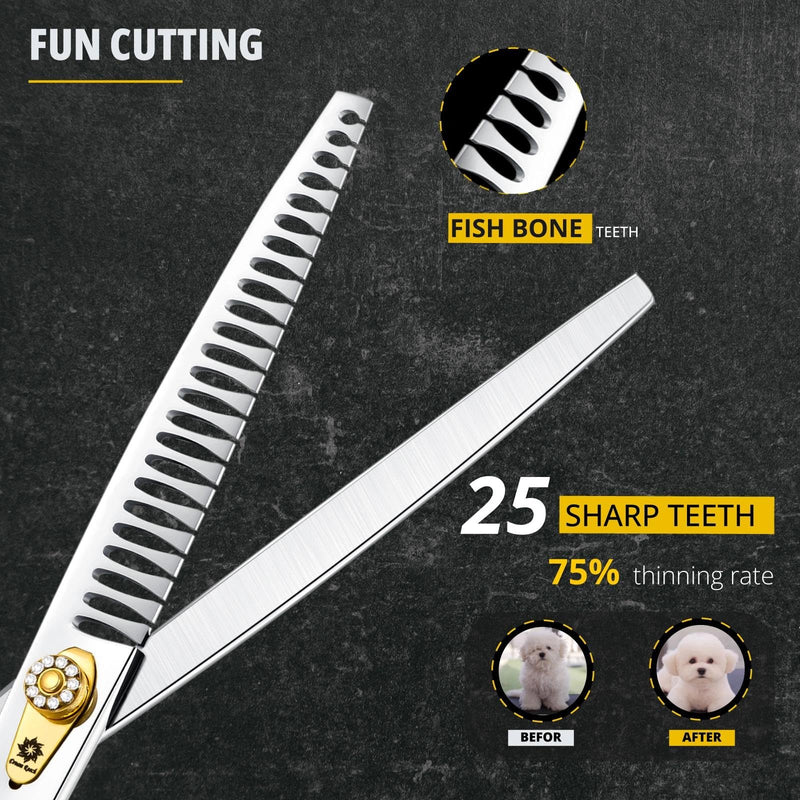 Dream Reach Chunker Dog Scissors - 8 Inch Ergonomic Professional Pet Grooming Fishbone Shears with Adjustable Screw 8 Inch-Chunker - PawsPlanet Australia