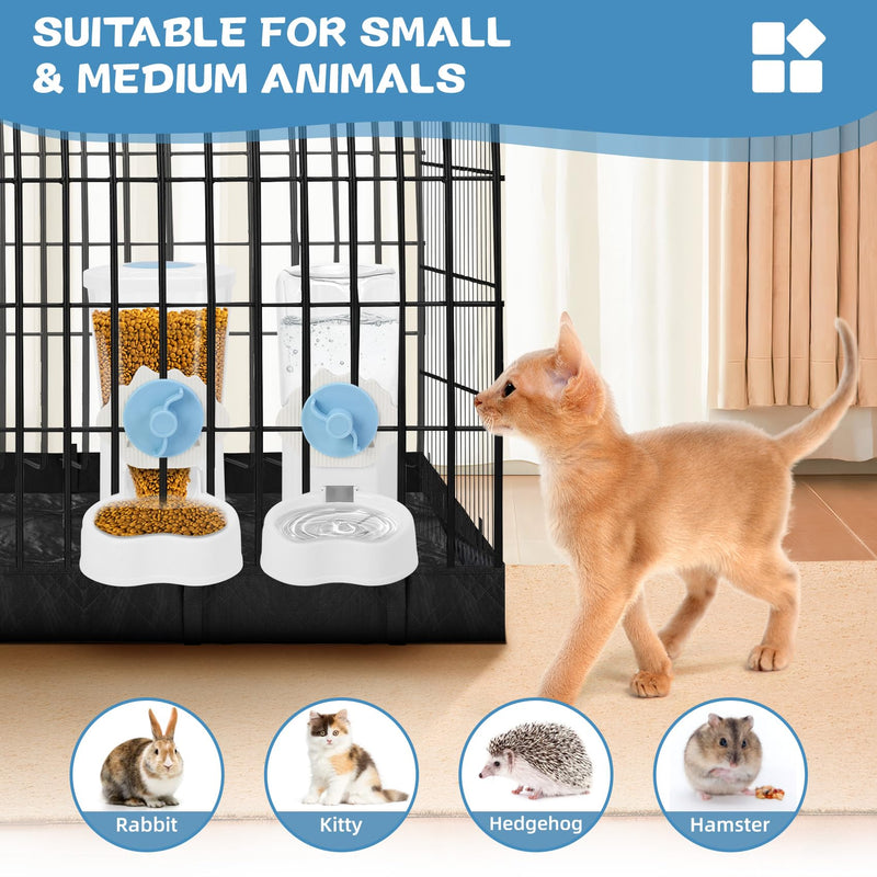 2 Pack Hanging Automatic Pet Food Water Dispenser, Auto Rabbit Feeder and Water Bottle Set for Cage, Food and Water Bowls for Cat Bunny Chinchilla Hedgehog Guinea Pig Ferret cage Accessories - PawsPlanet Australia