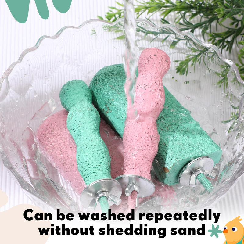 Soulchen 4 Pcs Bird Beak Grinding Calcium Stone Perches Parrot Teeth Mouth Molar Cage Accessories Platform Paw Grinding Sticks Jumping Stand for Macaws Parakeets Finches Cockatiel(Green,Pink) Green,Pink - PawsPlanet Australia