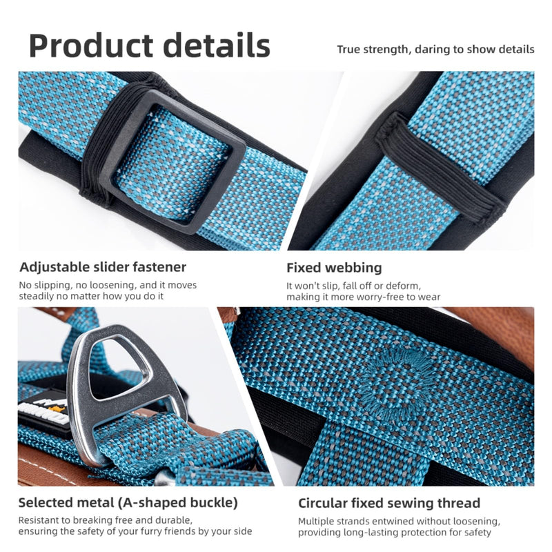 Reflective Dog Harness, Adjustable L-Shape Vest for Small Medium Large Dogs, No Pull Pet Harness for Walking and Training, Enhanced Comfort and Safety (Pack of 1 Blue, S) - PawsPlanet Australia
