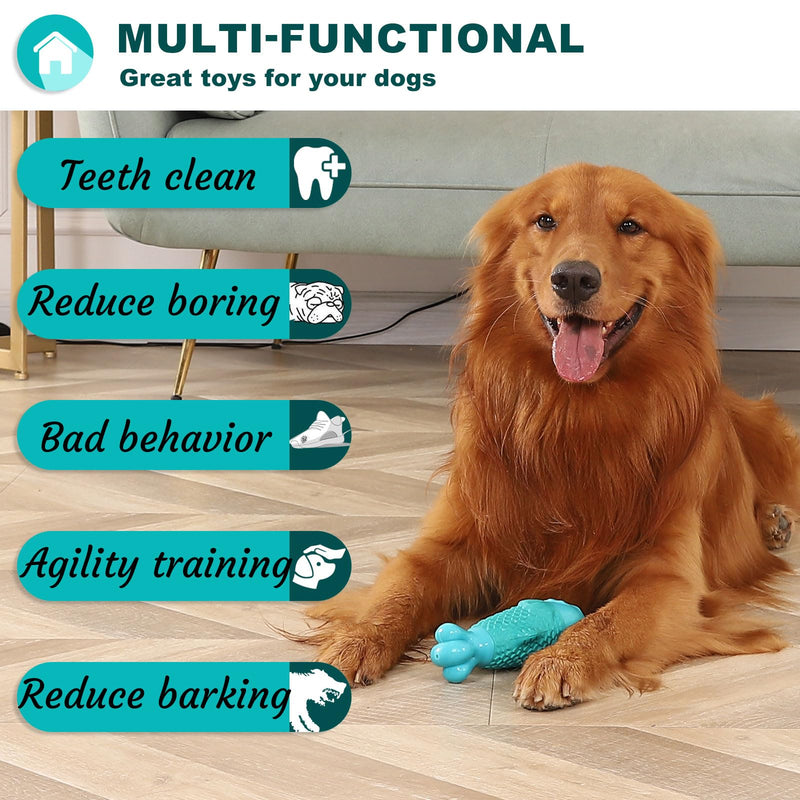Dog Chew Toys for Aggressive Chewers, Indestructible Dog Toys for Aggressive Chewers, Tough Dog Toys for Large Dogs, Squeaky Dog Toys, Strong Dog Toys, Super Chewer, Heavy Duty Cyan NylonFish - PawsPlanet Australia