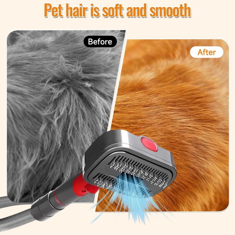 Pet Grooming Kit Dog Hair Vacuum Attachment for Dyson V7 V8 V10 V11 V15， Pet Hairs Parts Head Replacement，Effective Grooming & Cleaning， Hair Grooming Tools for Dog and Cat， 4 Pack