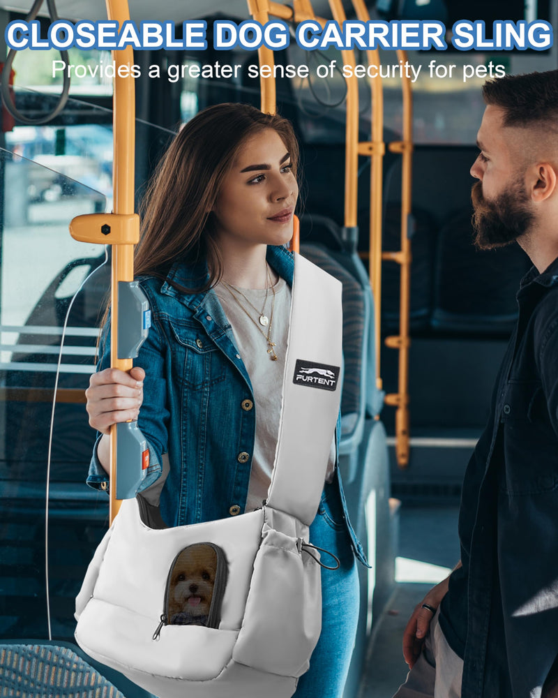 Dog Carrier Sling for Small Dogs & Cats Hand-Free Puppy Sling Purses with Storage Bag and Adjustable Shoulder Strap, Pet Sling Carrier Up to 8.8 Lbs (Grey) Grey - PawsPlanet Australia