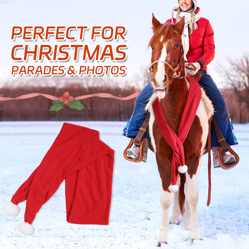 Christmas Fleece Scarf for Horse, Red Santa Equestrian Decoration Holiday Xmas Parade
