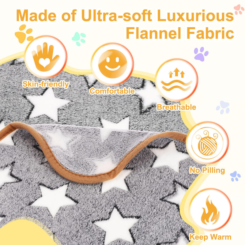 Pet Blanket, Medium Soft Fluffy Flannel Star Printed Throw Blanket, Scratch Proof Furniture Protector Cover 30x42 Inches, (Gray, 1 Pack 3), Intended for Dog/Cat Gray - PawsPlanet Australia
