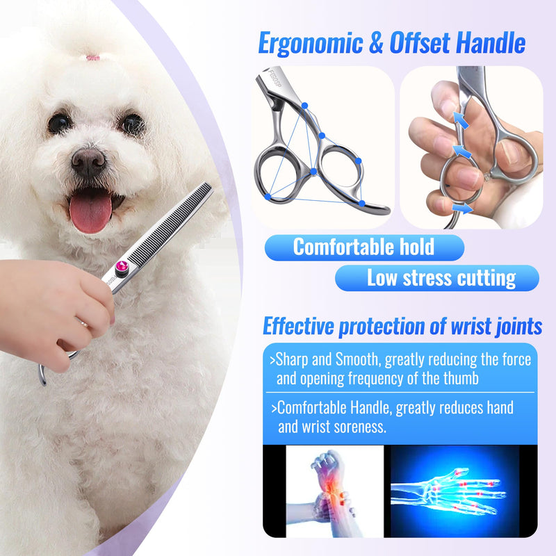 Thinning Shears for Dogs 7 in Professional Dog Thinning Shears for Grooming 56 Teeth Dog Grooming Scissors for Pet Cat Japanese 440C Stainless Steel(7.0'',Blending) 7.0 inch Purple Diamond