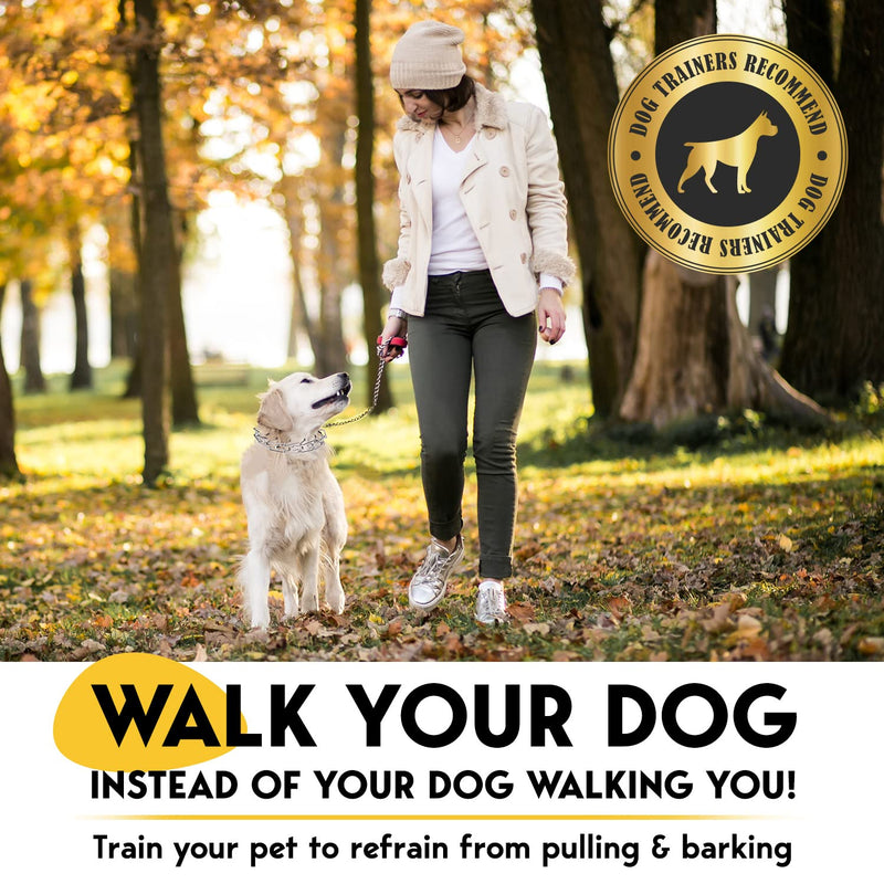 PetJett Prong Collar for Dogs - Choke Collar for Dogs, Pinch Collar for Dog Adjustable Dog Training Collar for Small Medium Large Breed - No Pull Safety Stainless Steel Metal Choker Chain Walking Tool Full Black Large: 18 - 20" / 70 lbs - PawsPlanet Australia