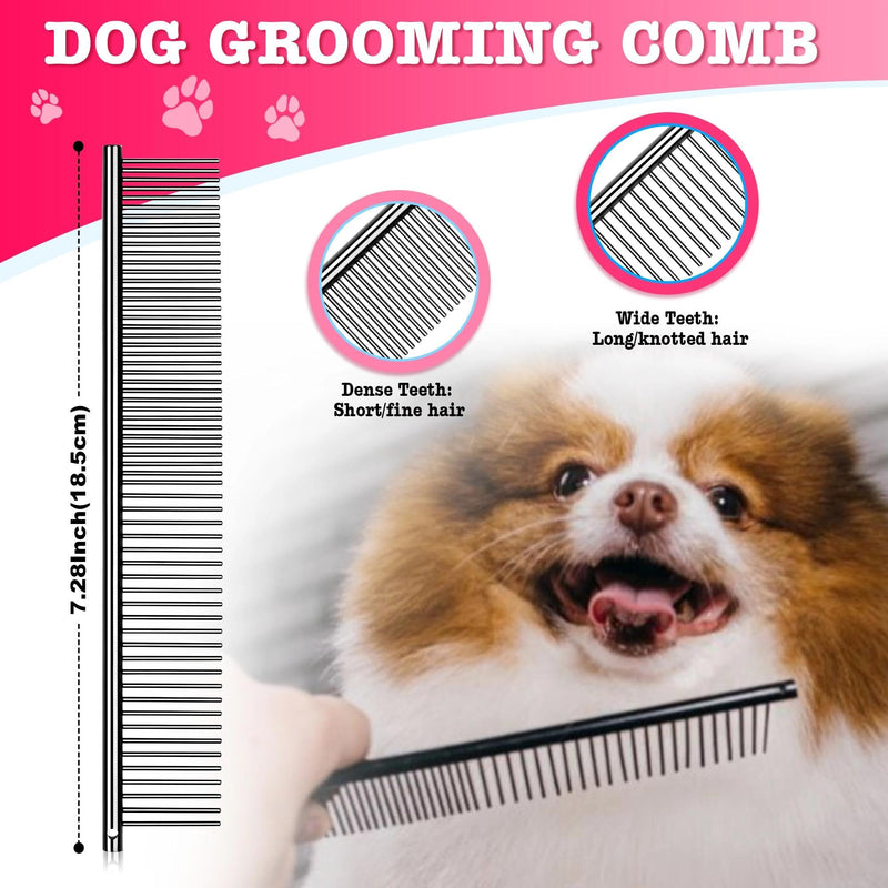Dream Reach Dog Grooming Scissors - 7" Professional 6 in 1 Sharp Dog Shears Set Thinning, Chunker, Straight, Curved Shears and Comb for Dog Cat Pet, Pink 7 Inch