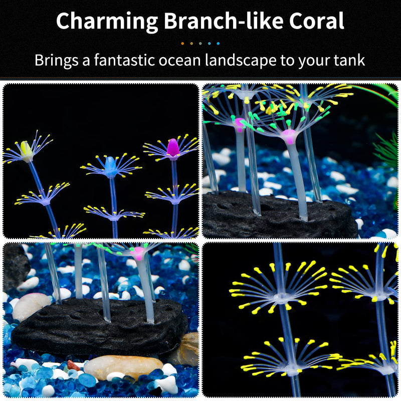 Uniclife Strip Coral Plant Ornament Glowing Effect Silicone Artificial Decoration for Fish Tank, Aquarium Landscape - Orange - PawsPlanet Australia