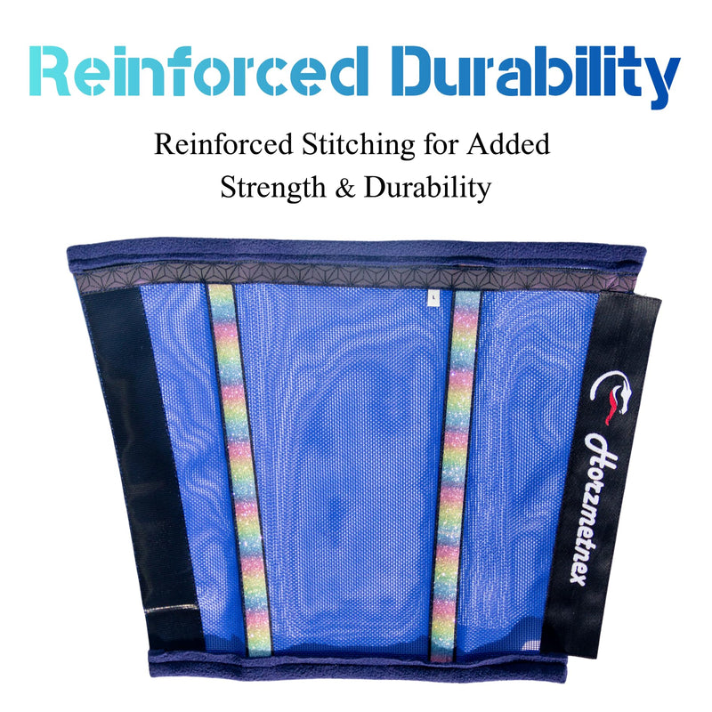 Loose-Fitting Horse Fly Boots, Durable Fine Mesh Leggings with Reinforced Support Bar Stitching & Reflective Strips – Breathable Turnout Leg Coverage, Set of 4(Royal Blue Medium) Royal Blue