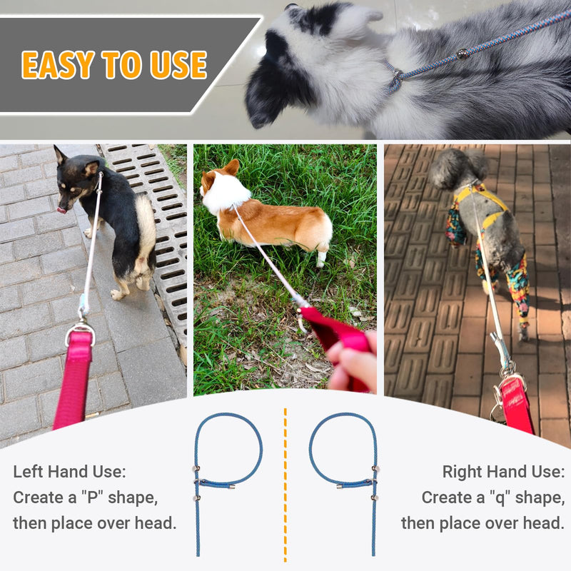 Slip Leads for Dogs with Comfort Memory Foam Handle & Rock Climbing Rope, 5.9FT Heavy Duty No-Pull Leash, 360° Swivel with Screw Lock for Small Medium Large Dogs (Blue) - PawsPlanet Australia
