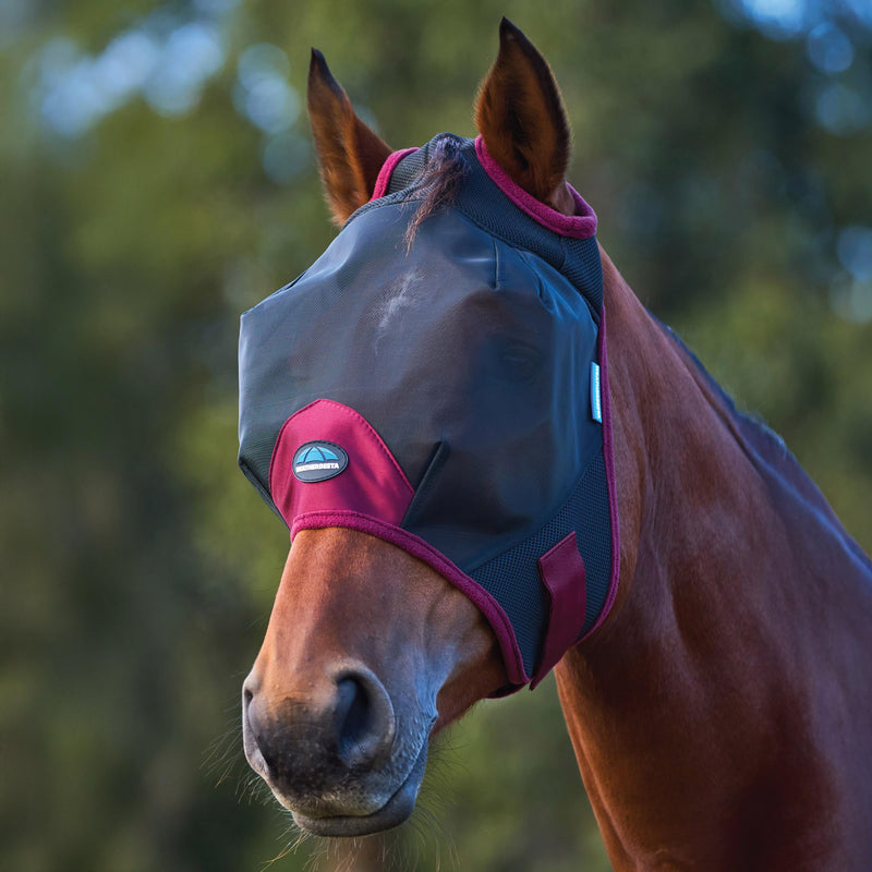 WeatherBeeta ComFiTec Fine Mesh Fly Mask, Black/Burgundy, Medium M