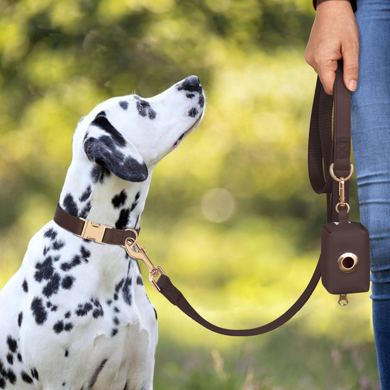 PET ARTIST PU Leather Dog Collar, Bright & Stylish Brown Dog Collar with Quick Release Gold Metal Buckle, Soft Nylon Padded Durable Pet Collars Adjustable for Small Dogs, Neck Fit 9-14" S: Fit 9-14" Neck(10-20 lbs)