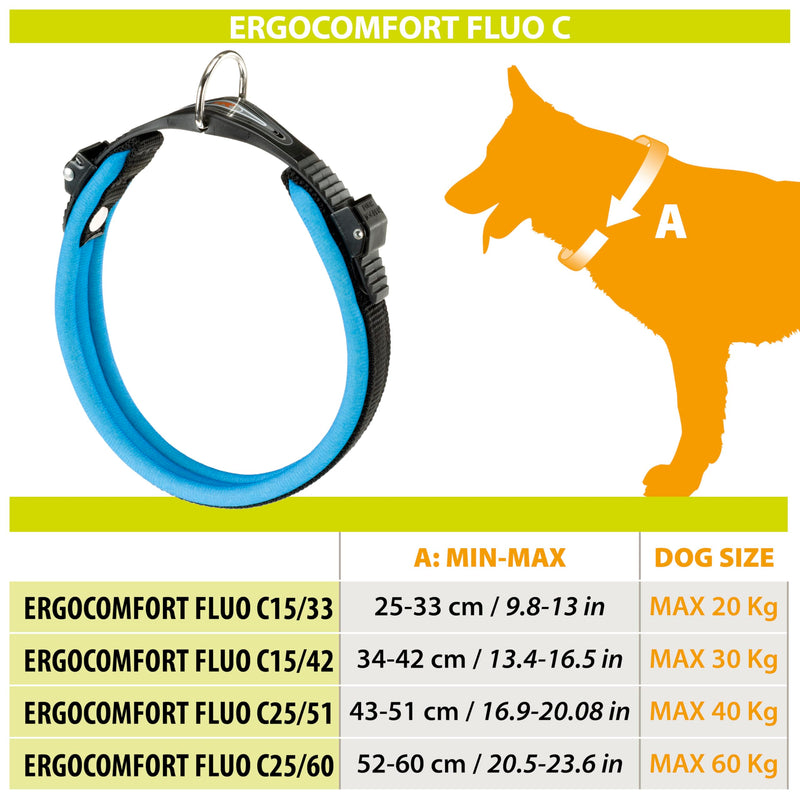 Ferplast Ergofluo Dog Collar, 25-33 cm, Fuchsia - PawsPlanet Australia