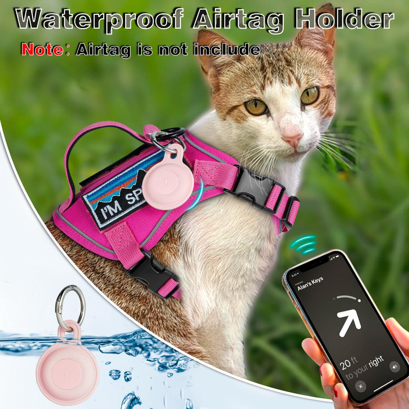 Tactical Cat Harness for Walking, Adjustable Escape Proof Pet Vest for Large Cat,Easy Control Breathable Cat Vest with Handle?Molle Patches (Pink, L) Pink - PawsPlanet Australia