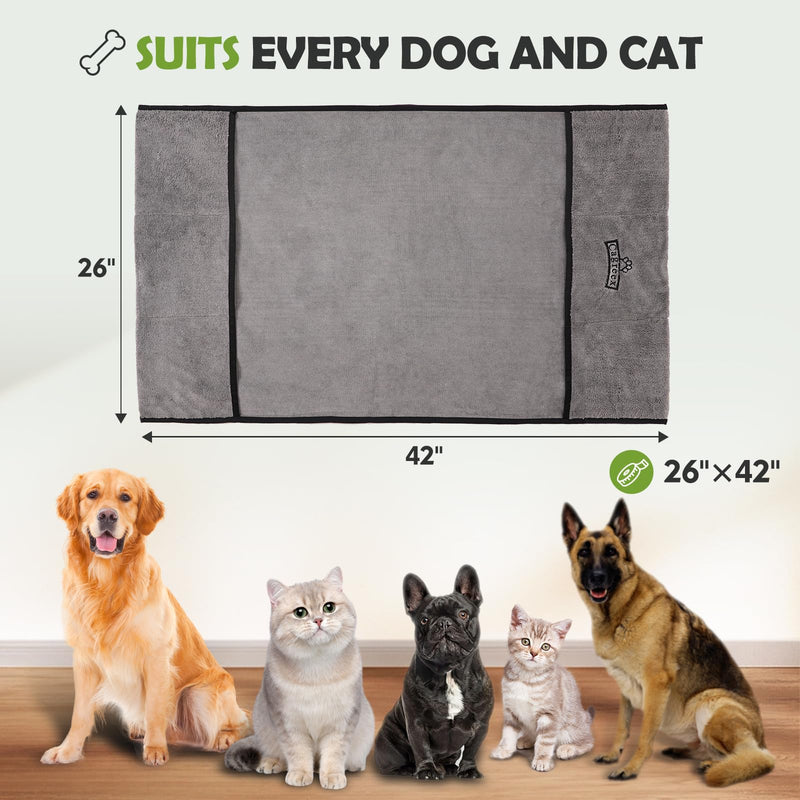 Microfiber Dog Towels Set Absorbent: 2 Pack Quick Dry Large Dog Towel for Drying Dogs - Super Soft Pet Bath Grooming Towels for Cat Dogs Mobile Groomers(24 * 40 inch, Grey) 24*40 inch - PawsPlanet Australia