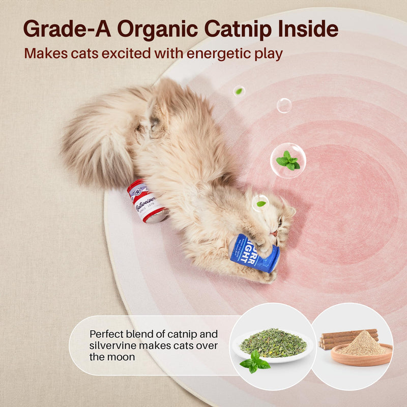 Potaroma 2Pcs Beer-Simulation Catnip Toys, Crinkly Sound Toy, Durable Cat Bite Kicker Toys, Indoor Kitten Exercise 3.5 Inches for All Breeds - PawsPlanet Australia