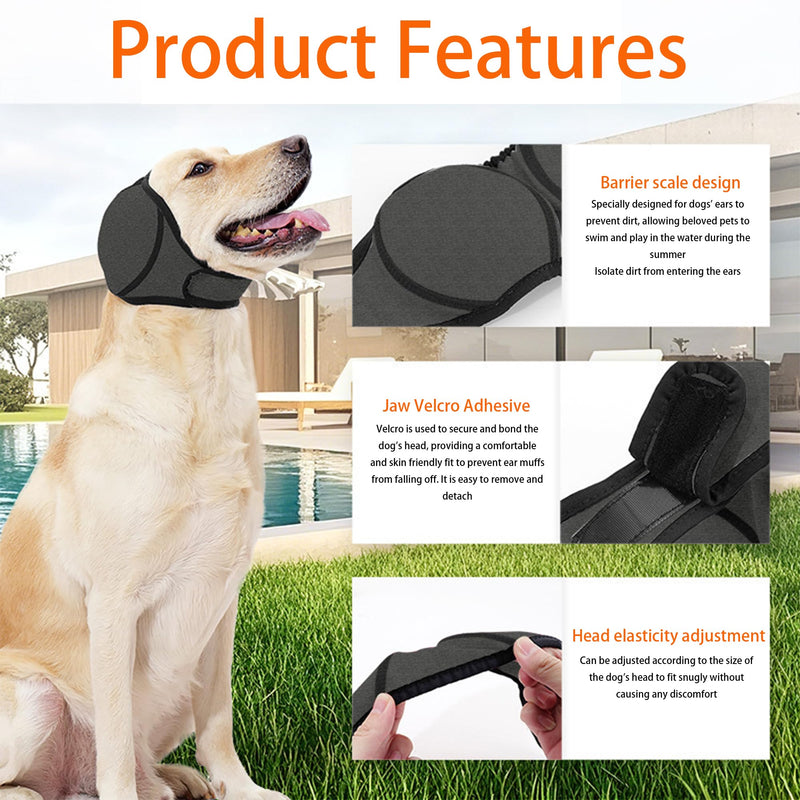Dog Noise Cancelling Headphones, Waterproof Dog Earmuffs, Calming Ear Band for Dogs, Bathing, Fireworks, Swimming(Grey, M)