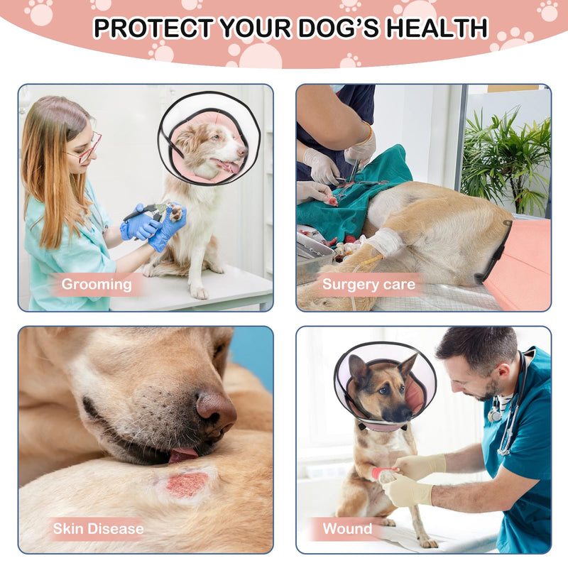 XL Dog Cone Collar for Large Dog，Dog Collar After Surgery to Stop Licking, Soft Dog Cone for Pet 360°Vision Protective Dog Recovery Collars & Cones Pink Pink XL(neck15.94"-20.86") - PawsPlanet Australia
