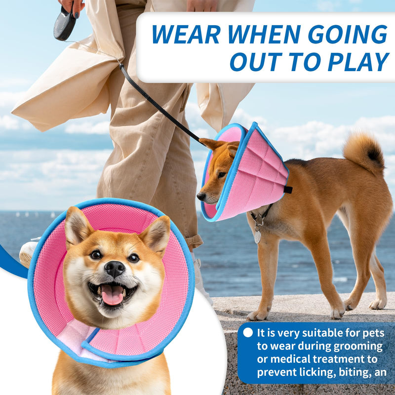 Dog Collar Anti-Licking Protection Against Licking Bites Dogs After an Operation, Lightweight, Breathable for Dogs and Cats (Medium, Pink)