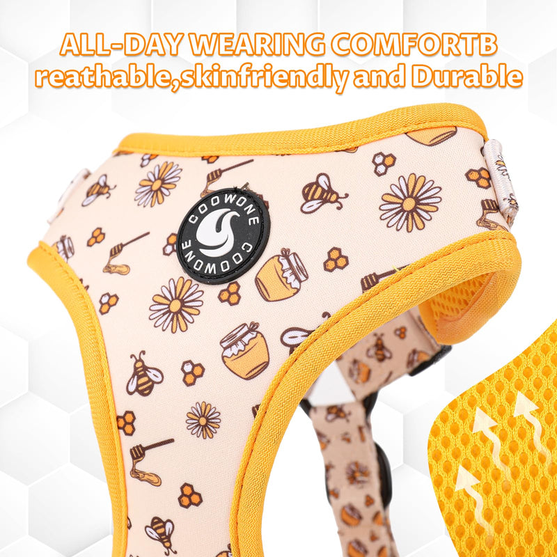 Dog Cat Harness and Leash Set, Puppia Soft Mesh Padded and Adjustable Puppy Vest Cute Dog Clothes Escape Proof Easy Walk Pet Accessories (Honeybee, M (Neck 13.4"-16.5"; Chest 17.7"-23")) Honeybee M (Neck 13.4"-16.5"; Chest 17.7"-23") - PawsPlanet Australia