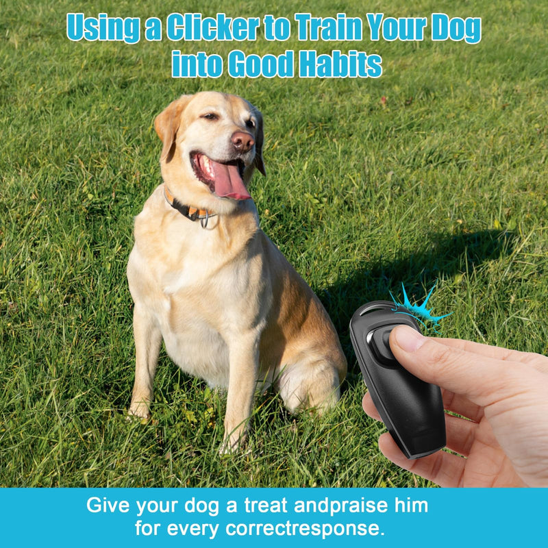2-in-1 Dog Training Clicker Whistle for Training and Recall, Pet Training Accessories for Puppy, Cats, Horses & Small Animals - 2 Pack with Lanyard, Reward and Train Your Pets Efficiently Blue + Black - PawsPlanet Australia