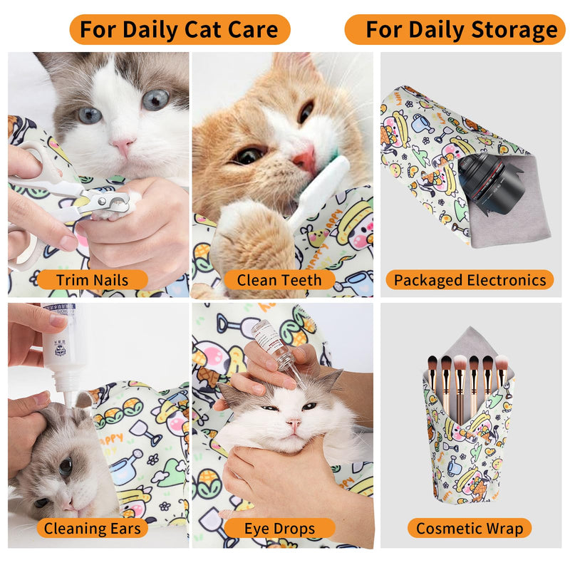 Cat Wrap for Grooming,Cat Wrap for Cutting Nails,Self-Adherent Soft Cat Blanket，Restrain the Cat to Keep Calm,Anti-Bite, Anti-Scratch, Wrap anti-Escape Grooming Bags for Cats ( within 16lbs) L(within 16lbs) - PawsPlanet Australia