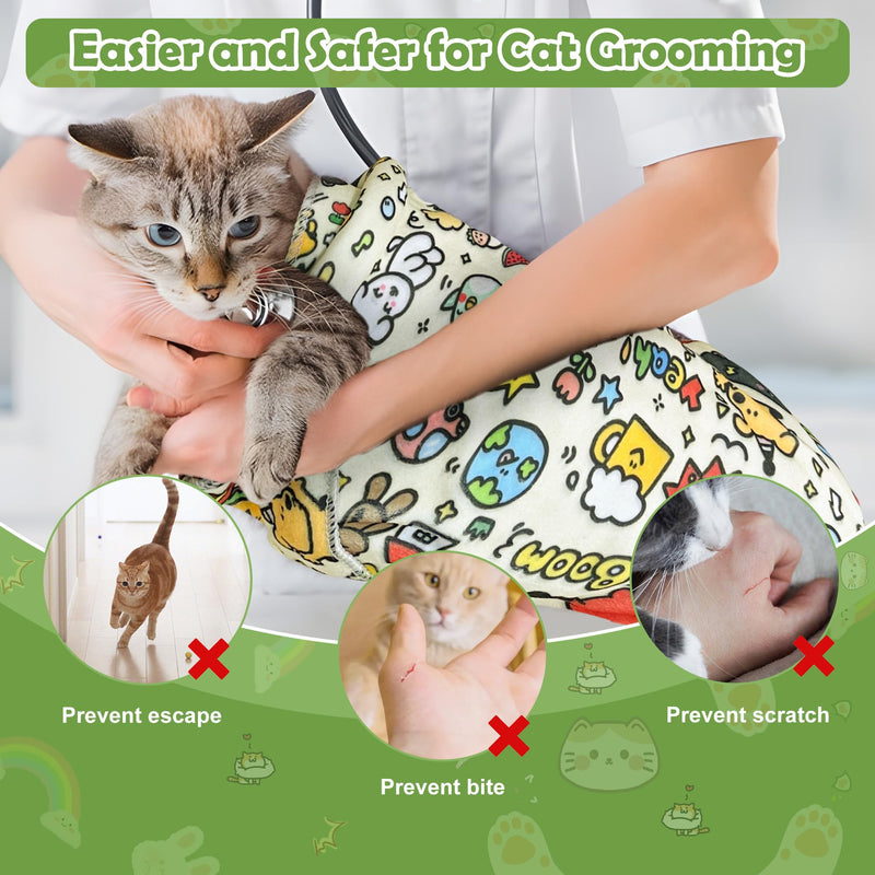Cat Grooming Wrap with Cat Nail Clipper(27.6"x27.6"), Cat Restraint Wrap for Cutting Nails Anti Scratch/Bite/Escape, Large Cat Swaddle Wrap, Cat Grooming Supplies - PawsPlanet Australia
