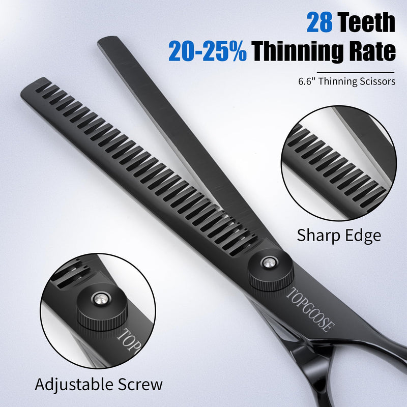 TOPGOOSE Dog Grooming Scissors Kit with Safety Round Tips, Professional 5 in 1 Grooming Scissors for Dogs Cat Pet at Home (Black) Black
