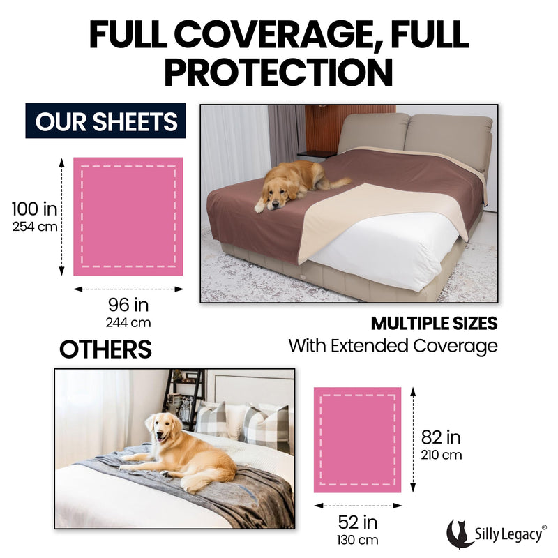 SILLY LEGACY Thin Reversible Waterproof Protective Cover or Liner for Bed or Couch (Twin Size, 90 x 55 inch), for Dogs and Cats, Babies; Incontinence, Dirt, Drool Twin 90 x 55 inch Brown - PawsPlanet Australia