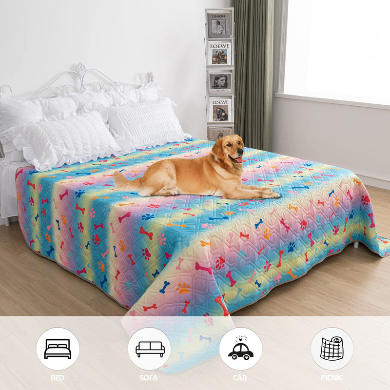 Waterproof Dog Bed Covers for Couch Protection Dog Pet Blanket Furniture Protector (52"x82",Colourful+Grey) Colourful+grey 52“X82” - PawsPlanet Australia
