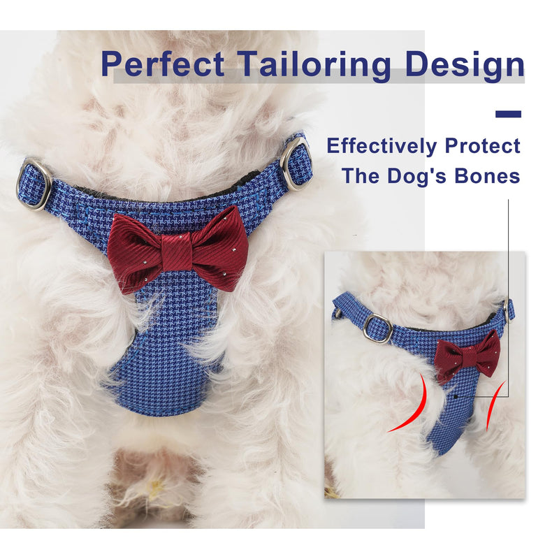 Puppytie No Pull Small Dog Harness with Multifunction Dog Leash,Lightweight Soft Adjustable No Choke Escape Proof Pet Harness Vest Pet Harness Vest,Plaid Blue,S Plaid Blue S(9-17.5lb） - PawsPlanet Australia