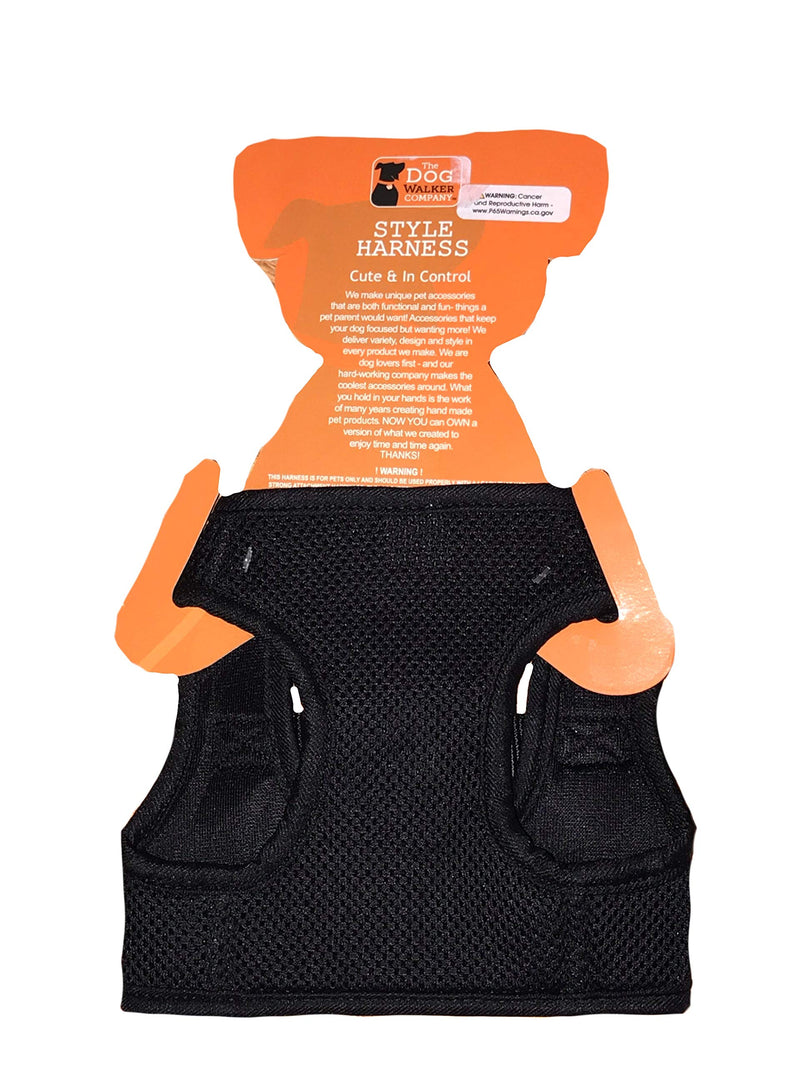 The Dog Walker Black Mesh Small Style Harness Breathable - PawsPlanet Australia